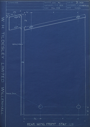 Vauxhall Motors LTD 1034879LH Rear Wing Front Stay - LH WH Tildesley Forging Technical Drawing