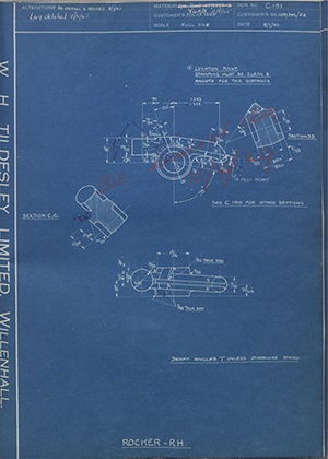 Vauxhall Motors LTD 1037392/RH Rocker - RH WH Tildesley Forging Technical Drawing