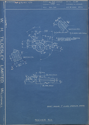 Vauxhall Motors LTD 1037392 Rocker - RH WH Tildesley Forging Technical Drawing