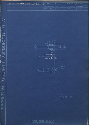 Vauxhall Motors LTD 104041 Rod Eye Clevis WH Tildesley Forging Technical Drawing