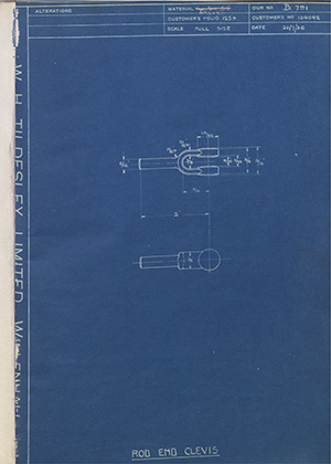 Vauxhall Motors LTD 104042 Rod End Clevis WH Tildesley Forging Technical Drawing