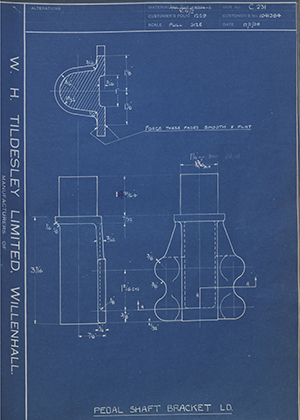 Vauxhall Motors LTD 1041384 Pedal Shaft Bracket - LD WH Tildesley Forging Technical Drawing