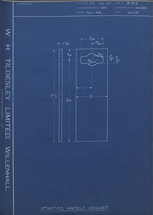 Vauxhall Motors LTD 1041595 Starting Handle Bracket WH Tildesley Forging Technical Drawing