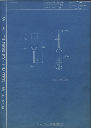 Vauxhall Motors LTD 1046113 Fixing Bracket WH Tildesley Forging Technical Drawing