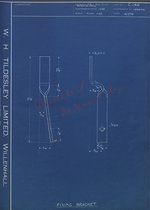 Vauxhall Motors LTD 1046114 Fixing Bracket WH Tildesley Forging Technical Drawing