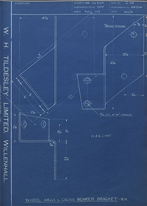 Vauxhall Motors LTD 1047234 Wheel Arch to Cross Bearer Bracket - RH WH Tildesley Forging Technical Drawing