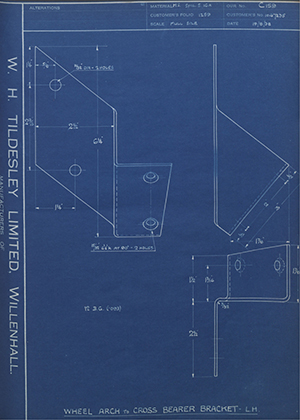 Vauxhall Motors LTD 1047235 Wheel Arch to Cross Bearer Bracket - LH WH Tildesley Forging Technical Drawing