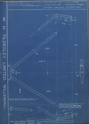 Vauxhall Motors LTD 1049810 Radiator Brace Rod WH Tildesley Forging Technical Drawing