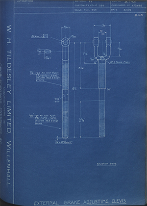 Vauxhall Motors LTD 352682 External Brake Adjusting Clevis WH Tildesley Forging Technical Drawing