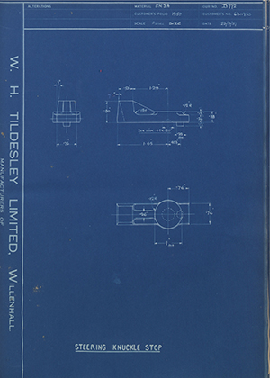 Vauxhall Motors LTD 6311753 Steering Knuckle Stop WH Tildesley Forging Technical Drawing