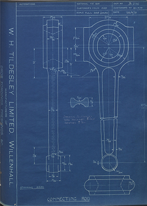 Vauxhall Motors LTD 6E474 Connecting Rod WH Tildesley Forging Technical Drawing