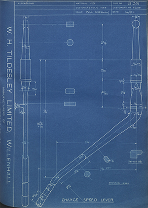 Vauxhall Motors LTD 6G29 Change Speed Lever WH Tildesley Forging Technical Drawing