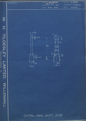 Vauxhall Motors LTD 7051332 Control Cross Shaft Lever WH Tildesley Forging Technical Drawing