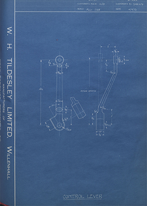 Vauxhall Motors LTD 7081250 Control Lever WH Tildesley Forging Technical Drawing