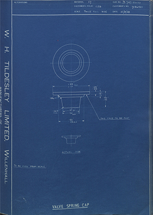 Vauxhall Motors LTD 7146485 Valve Spring Cap WH Tildesley Forging Technical Drawing