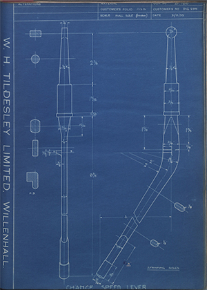 Vauxhall Motors LTD 9G294 Change Speed Lever WH Tildesley Forging Technical Drawing