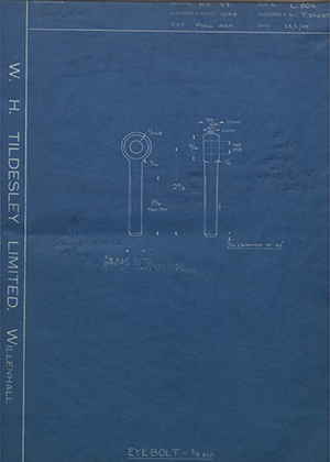 Vauxhall Motors LTD TP25685 Eyebolt 3/8" BSF WH Tildesley Forging Technical Drawing