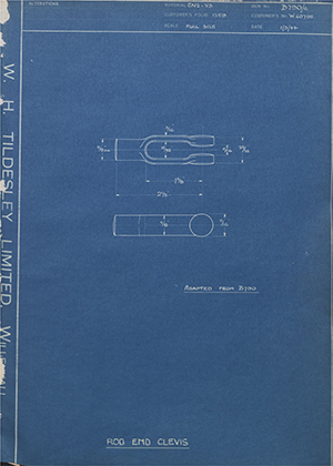 Vauxhall Motors LTD W60795 Rod End Clevis WH Tildesley Forging Technical Drawing