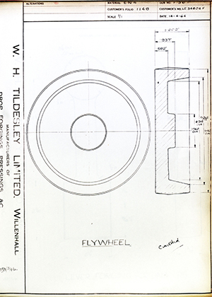 Veloce LTD 34804F Flywheel WH Tildesley Forging Technical Drawing