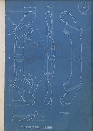 Veloce LTD F109/4 Mudguard Bridge WH Tildesley Forging Technical Drawing