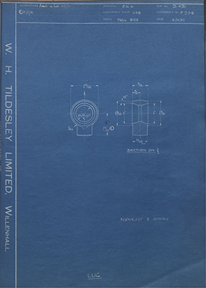 Veloce LTD F294 Lug WH Tildesley Forging Technical Drawing