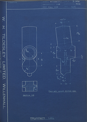 Veloce LTD FA52 Trunnion Lug WH Tildesley Forging Technical Drawing