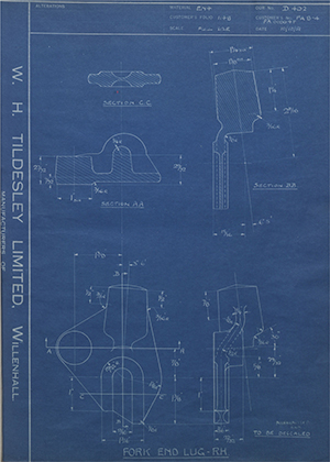 Veloce LTD FA8-4 / FA00804F Fork End Lug - RH WH Tildesley Forging Technical Drawing