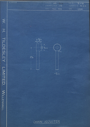 Veloce LTD FK19-2 Chain Adjuster WH Tildesley Forging Technical Drawing