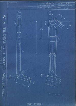 Veloce LTD FK29-8 Prop Stand WH Tildesley Forging Technical Drawing