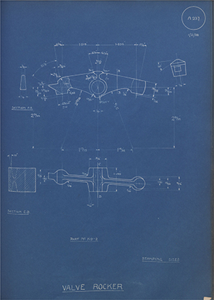 Veloce LTD K9-2 Valve Rocker WH Tildesley Forging Technical Drawing