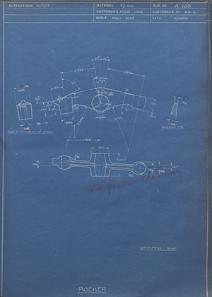 Veloce LTD K9-3 Rocker WH Tildesley Forging Technical Drawing