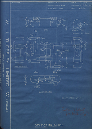 Veloce LTD LE114RM Selector Slide WH Tildesley Forging Technical Drawing