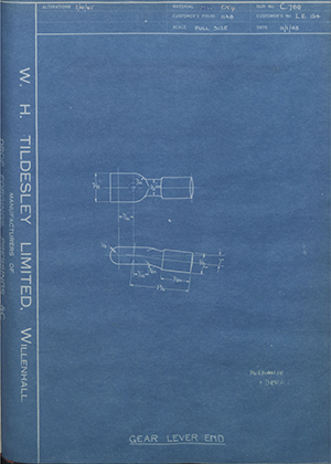 Veloce LTD LE154 Gear Lever End WH Tildesley Forging Technical Drawing