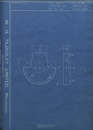 Veloce LTD LE2 Bobweight WH Tildesley Forging Technical Drawing