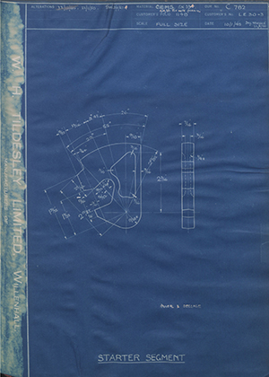 Veloce LTD LE30-3 Starter Segment WH Tildesley Forging Technical Drawing