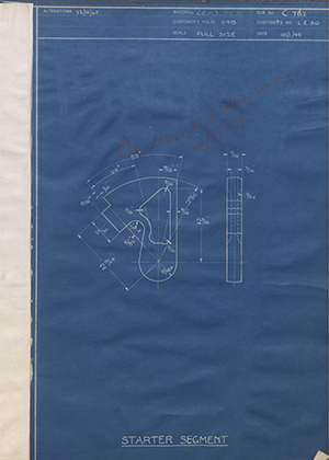 Veloce LTD LE30 Starter Segment WH Tildesley Forging Technical Drawing