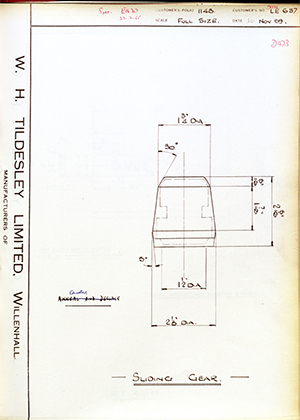 Veloce LTD LE637 Sliding Gear WH Tildesley Forging Technical Drawing