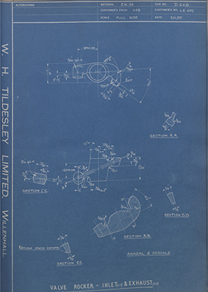 Veloce LTD LE657 Valve Rocker - Inlet OS & Exhaust NS WH Tildesley Forging Technical Drawing