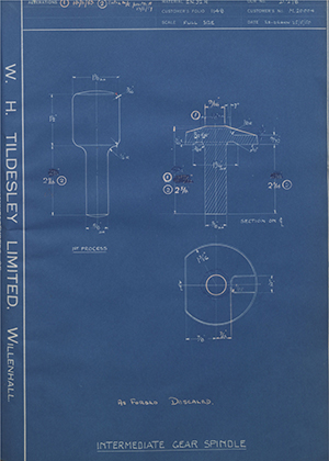 Veloce LTD M20004 Intermediate Gear Spindle WH Tildesley Forging Technical Drawing