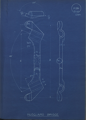 Veloce LTD  Mudguard Bridge WH Tildesley Forging Technical Drawing