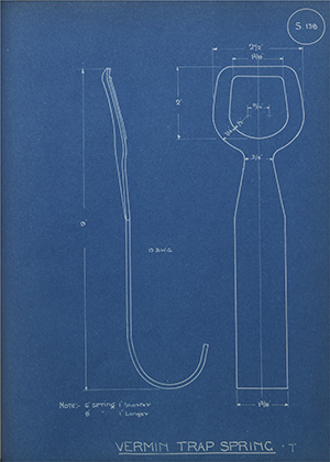 Vermin Trap Spring WH Tildesley Forging Technical Drawing