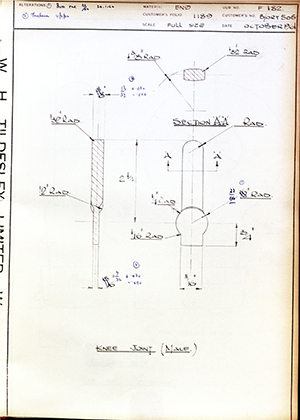 Vessa LTD B/ORT506 Knee Joint (Male) WH Tildesley Forging Technical Drawing