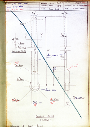 Vessa LTD CORT516 / CORT857 Female Joint (Large) WH Tildesley Forging Technical Drawing