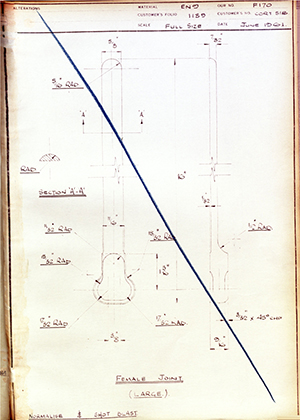 Vessa LTD CORT518 Female Joint (Large) WH Tildesley Forging Technical Drawing