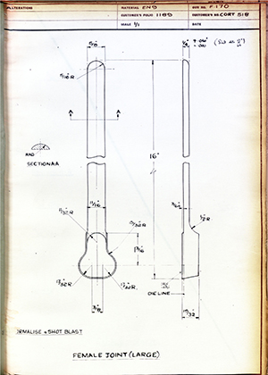 Vessa LTD CORT518 Female Joint (Large) WH Tildesley Forging Technical Drawing