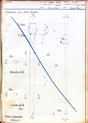 Vessa LTD CORT524 Male Forging (Medium) WH Tildesley Forging Technical Drawing