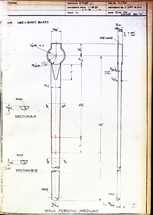 Vessa LTD CORT524 Male Forging (Medium) WH Tildesley Forging Technical Drawing