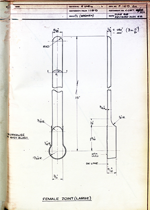 Vessa LTD CORT851 Female Joint (Large) WH Tildesley Forging Technical Drawing