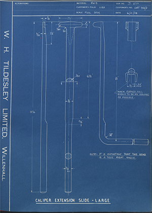 Vessa LTD ORT 755/2 Caliper Extension - Large WH Tildesley Forging Technical Drawing