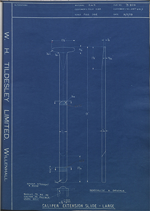 Vessa LTD ORT641/1 Caliper Extension Slide - Large WH Tildesley Forging Technical Drawing